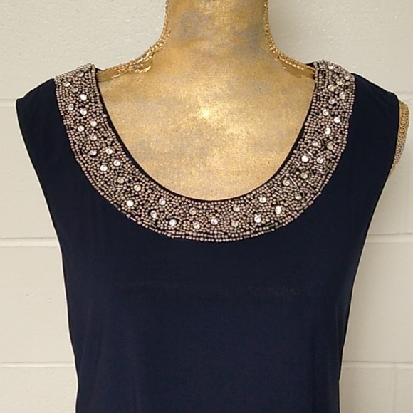 R&M Richards Cocktail evening dress with beaded & jeweled neckline - Picture 2 of 5